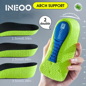 INEOO 1Pair Memory Foam Height Increase Insoles for Men Women Shoes Flat Feet Arch Support Orthopedic Insoles Sneakers Heel Lift Shoe Pads