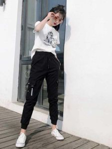 High Waist Slim Fit Workwear Pants Womens Casual Summer New Style Sports High Waist Thinming Trousers Elegant Cuffed Pants