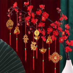 2023กระต่ายจีนตกแต่งปีใหม่เทศกาลฤดูใบไม้ผลิจี้ Flocking กระถางแขวนเครื่องประดับบอนไซสีแดงตกแต่ง