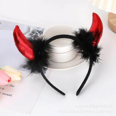 Bando red devil tanduk merah/bando tanduk/bando maleficient/bando halloween/ kostum cosplay halloween merah / headband tanduk red devil / bando tanduk / bando halloween