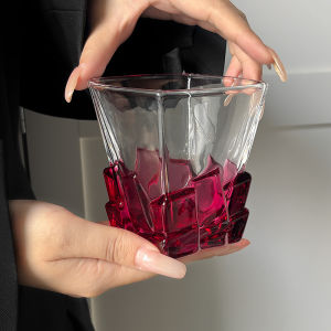Luxurious Purple Ice Cube Glass Cup Unique Design Drinking Water Cup Whiskey Glass High End Feel Small Niche Design Glassware