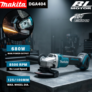 Makita | MAKITA DGA404 18V Cordless Angle Grinder 8500RPM 2.4kg Lightweight Long Runtime for Makita 18V Battery 6.0Ah Metal Cutting