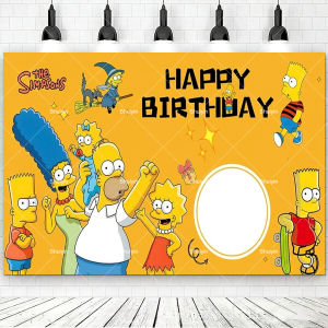 Beast Kingdom | Cartoon Simpsons Backdrop Kids Birthday Decorations Party Supplies Baby Shower Decor Banner Background Photo Shoot Props Gifts