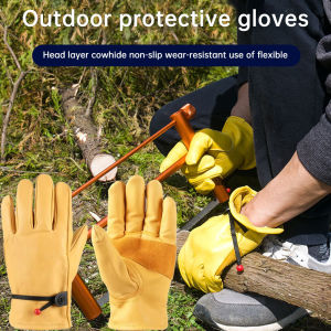 1Pair Yellow Cowhide Gloves Soft Sensitive Gloves Finger Guards for TIG Welding TIG Glove Outdoors Accessoris