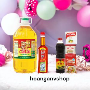 Combo 1c Dầu ăn Cái Lân 5lit 1c Nước Mắm Nam Ngư 750ml - Tặng 1c Nước Tương 500ml 1gói Bột Ngọt 100gr 1gói Hạt Nêm 55gr 1gói Bột Canh 190gr