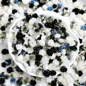 50PCS Various Styles Colorful Bow Peony Resin Nail Charms Creative Cute Dog Camellia Star Mixed Nail Art Decorations DIY Nails