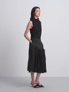 Triacetate Patchwork Gathered Half Skirt