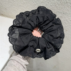 Cute Lace Trim Hair Ties Korean Style Pleated Hair Bands Girls High Ponytail Elastic Hair Bands Simple Hair Accessories