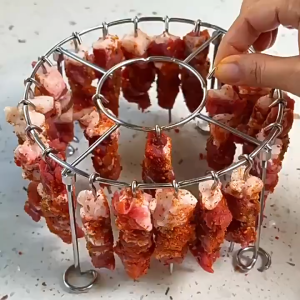 🔥 Air Fryer Skewer Rack 360° | 🍢 Round Hanging Grill Stand Stainless Steel | 🍖 BBQ Accessories for Kebab Satay