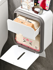 ตู้ใส่กระดาษชำระติดผนังสำหรับห้องน้ำ ตู้ใส่ผ้าเช็ดหน้า กันน้ำ ไม่ต้องเจาะ ตู้ใส่ของสำหรับห้องน้ำ ชั้นวางของสำหรับห้องน้ำแบบติดผนัง