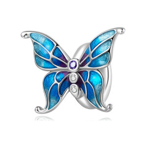 BAMOER Hạt Hình Bướm Silicon Bằng Bạc Sterling 925 Cho Nữ Phụ Kiện Vòng Tay Tự Làm Trang Sức Thời Trang SCC2326