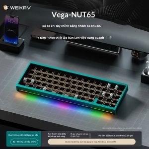 AULA | Bàn Phím Cơ Không Dây Weikav Nut65 Bluetooth Vỏ Nhôm Dành Cho Laptop Máy Tính Để Bàn Chơi Game Esports Giao Diện USB 68 Phím