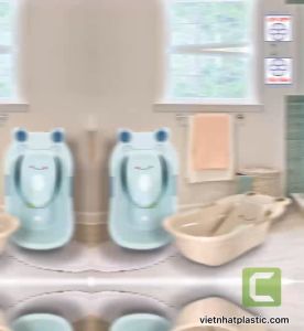 Chậu tắm nhựa cao cấp kèm kệ đỡ cho bé hình ếch ngộ nghĩnh