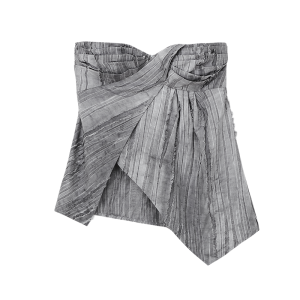 MURMURMI Designer Textured Cotton Linen Twist Deconstructed Wrap Chest Original Design Straight Tube Womens Summer Top