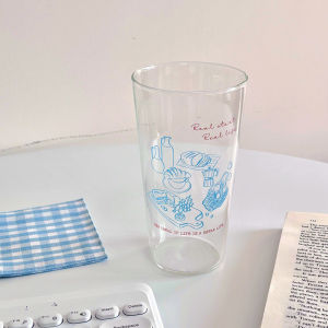 Ins Style Simple Retro High Borosilicate Glass Cup Large Capacity Heat Resistant Water Cup for Home Use Pure Color round Shape