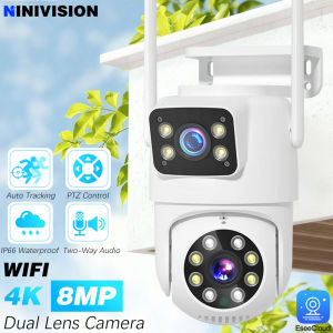 Dual Lens Dual Screen 4K 8MP Wifi Home Survalance PTZ Camera Auto Tracking Wireless CCTV Outdoor Security Protection EseeCloud