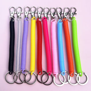 Spring Rope Keychain Plastic Telephone Line Extension Anti-Lost Retractable Lanyard Creative Gift Festival Supplies