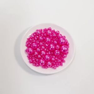10-1000pcs 3/4/5/6/8/10/12/14/16/18/20mm Peach Red ABS Imitation Pearl Beads With Hole Round Loose Beads For DIY Jewelry Making