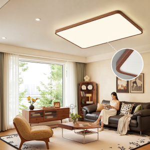 HUIPU ZHAOMING | High Brightness Smart Eye-Protection Walnut Wood Texture Ceiling Light