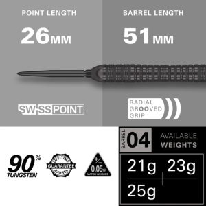 TARGET STEEL TIP DARTS - 21G/23G/25G BOLIDE VOID 04 (SWISS) SP 90% TUNGSTEN DART SET ORIGINAL STEEL DART