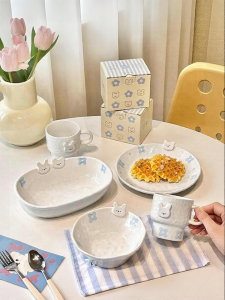MODERN SWEETHOME | Underglaze Color Cute Individual Meal Dish