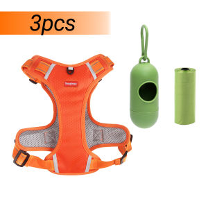 Pet Dog Harness Set with Poop Bag Dispenser Reflective Breathable Adjustable No Pull Vest Harness for Small Medium Dogs Supplies