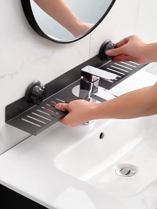 MLADEN Bathroom Sink Storage Rack Suction Cup Faucet Draining Rack Punch free Wall-mounted Toiletries Shelf Bathroom Organizer