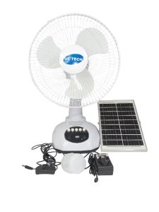 UF TECH SOLAR TABLE FAN 12  (T98) 2 IN 1 WITH LIGHT IN FAN  USB  SOLAR PANEL  CHARGE INPUT/9V OUTPUT/5V  CABLE LED LIGHT SOLAR CHARGE FAN