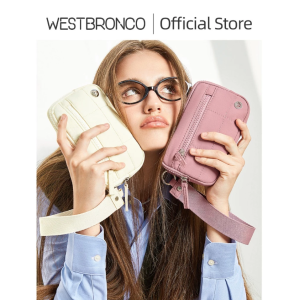 กระเป๋าสตางค์แบบสายนาฬิกา WESTBRONCO สำหรับผู้หญิง ทำจากไนลอนลายควิลท์ ป้องกัน RFID มี 3 ช่องซิป เหมาะสำหรับเดินทาง พร้อมที่ใส่บัตรเครดิตและโทรศัพท์แบบจัดระเบียบ