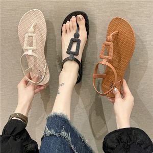 Summer New Womens Casual Wear Flat Sandals Roman Style Buckle Strap Flip Flops Beach Shoes Fashionable And Comfortable