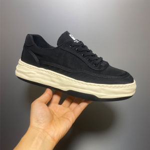 Mens Canvas Shoes 2025 Winter Collection Breathable British Retro Thick Bottom Casual Slip-On Low Cut Rubber Sole