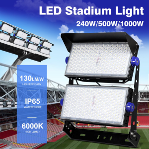 High Brightness Outdoor Stadium Light  ไฟสนามกีฬา LED กำลังสูง 240W/500W/1000W สำหรับกลางแจ้ง กันน้ำ AC120-277Vไฟสปอตไลท์กลางแจ้ง