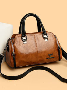 Trendy Pillow Shaped Large Capacity Leather Handbag Womens Crossbody Shoulder Bag Versatile for Middle-Aged Mothers