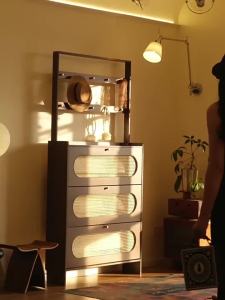 SAMEDREAM | Ultra-slim Retro Wooden Flip-top Shoe Cabinet