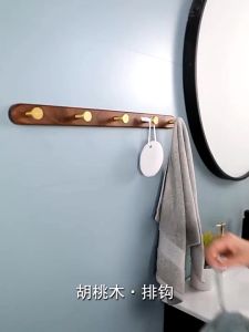 XBLAVK Essential Walnut Wood Multi-Functional Wall-Hanging Hooks for Entryway and Storage