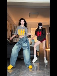 Jeans Kulot Leher Tinggi Baggy Denim Gaya Korea Plus Size