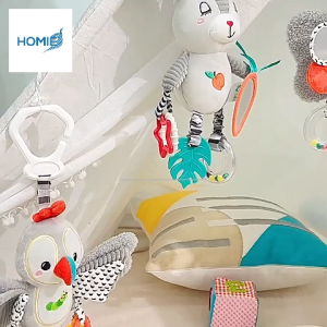 HOMIE Newborn Hanging Rattle Toy for Car SeatCrib& Stroller–Baby Soothing Plush Mobile 0-12 Months