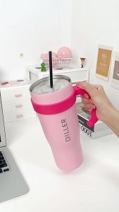Large Capacity Insulated Travel Mug Straw