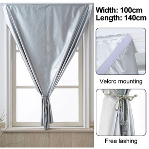【In stock】No-punch curtains sun protection heat insulation velcro blackout cloth factory dormitory bedroom floating curtains for home use
