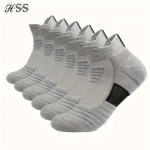 6/3/1 Pairs New Men Sports Running Fitness Flight Short Tube Socks Womens Towel Bottom Basketball Socks Solid Color Black Socks