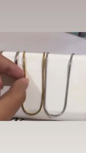 ASLI!!! KALUNG TITANIUM Kalung Titanium Pria Wanita Bahan Anti Karat Model Plat Pipih Emas Perak Silver
