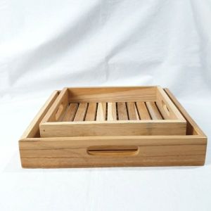 LusioSB Nampan Kayu Jati Premium Hotel Nampan Saji Wooden Tray