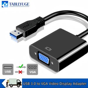 1080P Multi Screen Video Cable USB to VGA Adapter USB 3.0/2.0 to VGA Converter Suitable for Windows 7/8/10 Desktop Laptop