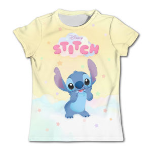 Stitch Boys T Shirts Yellow T-shirts for Kids Teen Girl Clothes Birthday Shirt Top T-SHIRT KID Tops Children 3-12 Year Old Girls