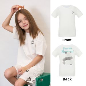 Aimix Childrens Neutral Panda Paradise Short Sleeve Hoodie Short/Trouser Set Summer Home Clothes for Boys And Girls