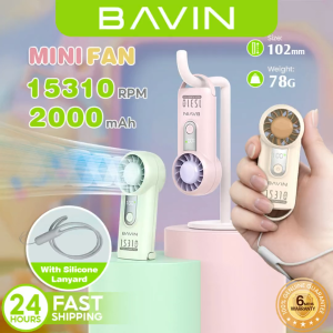 BAVIN BF020 Mini Portable Handheld Fan 5-Speed Strong Wind w/ 2000mAh Rechargeable Table Fan & 15310 RPM w/ Lanyard