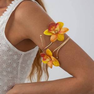 Salircon Vintage Hoa Nhiều Màu Sắc Mở Cánh Tay Lắc Tay Vòng Tay Nữ Hợp Thời Trang Boho Hợp Kim Vàng Vòng Đeo Tay Trang Sức Y2K Phụ Kiện Thời Trang