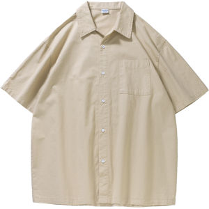 Comfortable Breathable Pure Color Short Sleeve Shirt Casual Youth Fashionable Cotton Shirt for Teens Summer Studio Day Style
