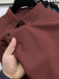 Business Casual Ice Silk Polo Shirt Mens Short Sleeve T-Shirt Loose Thin Quick Dry Breathable Mid-Year Fashion Dad Clothes