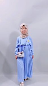 CF Kids Gamis Plisket Polos Anak Perempuan Muslimah